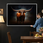 Abstract Texas Longhorn Wall Art Print | 3-Panel Large Texas Longhorn Canvas