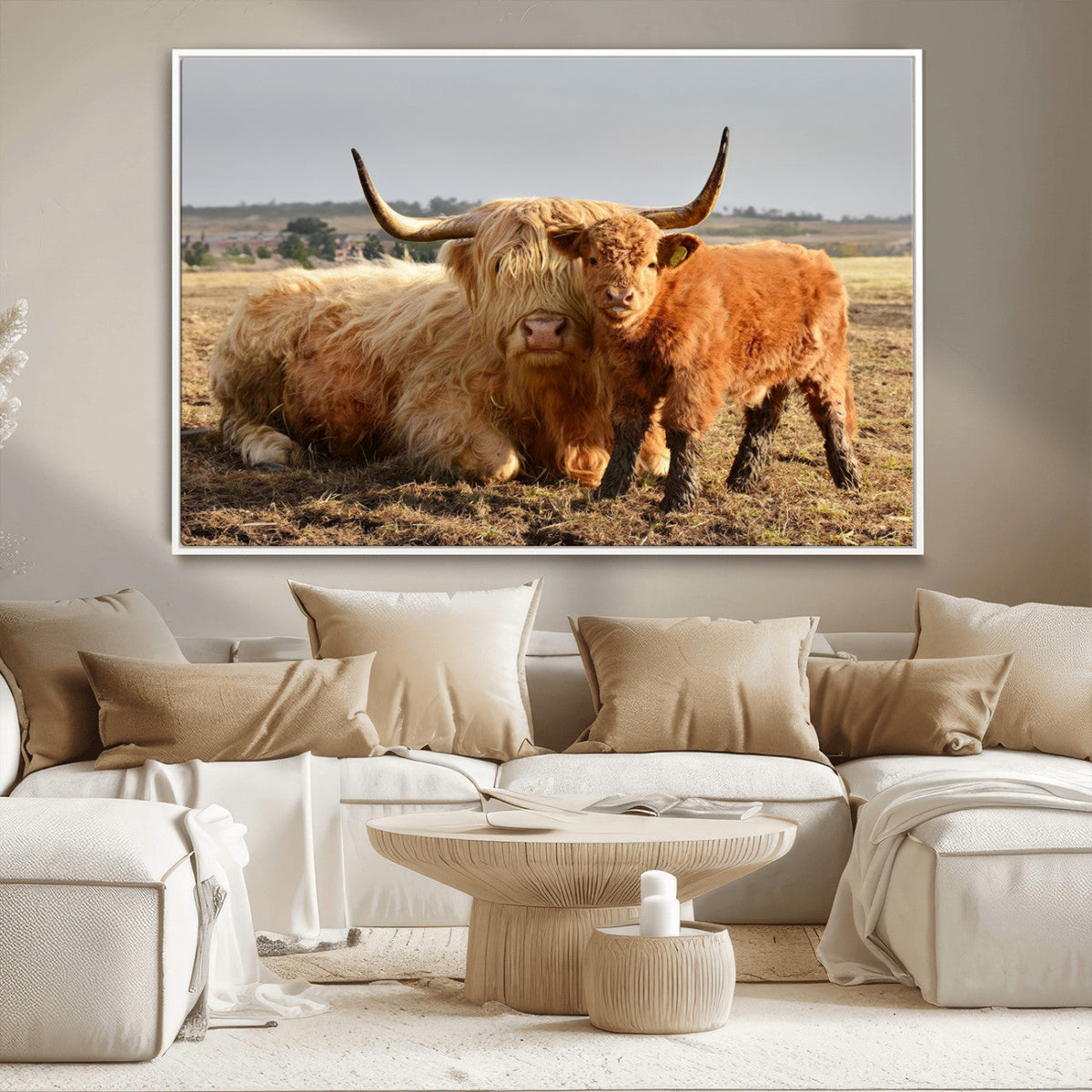 Highland Cow Canvas Wall Art Animal Print for Farm House Decor