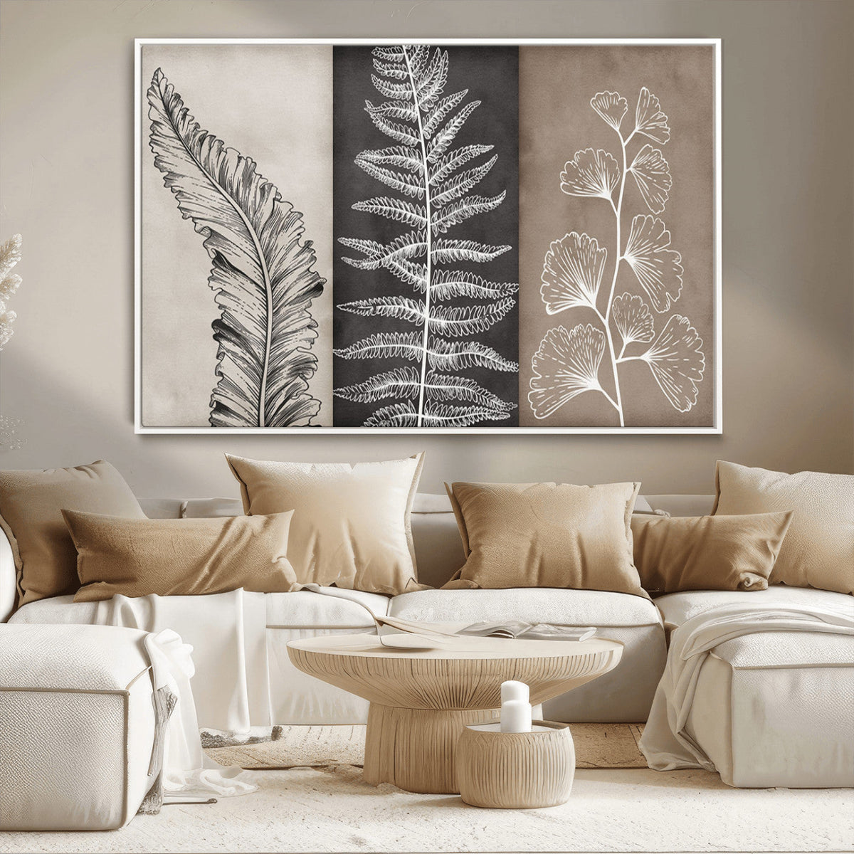Minimalist Botanical Wall Art Canvas Print, Framed and Ready to Hang