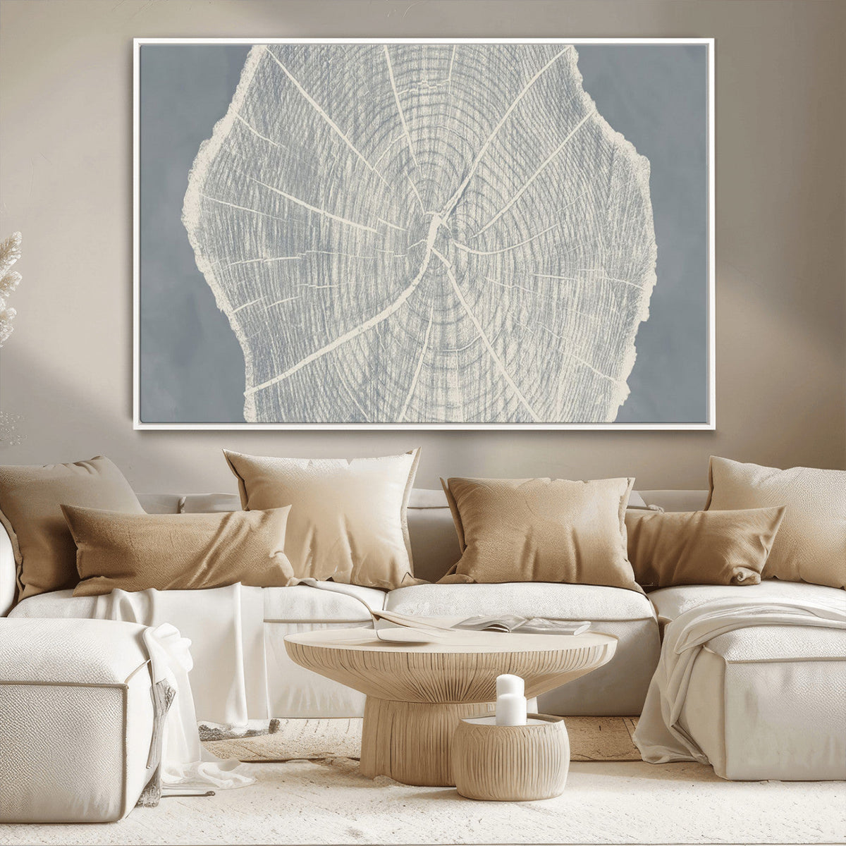 Abstract Tree Ring Wall Art Canvas Print, Framed and Ready to Hang