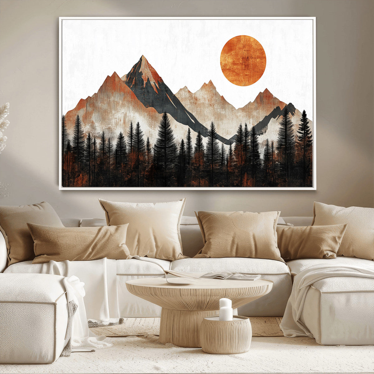 Modern Abstract Mountain Canvas Wall Art Print