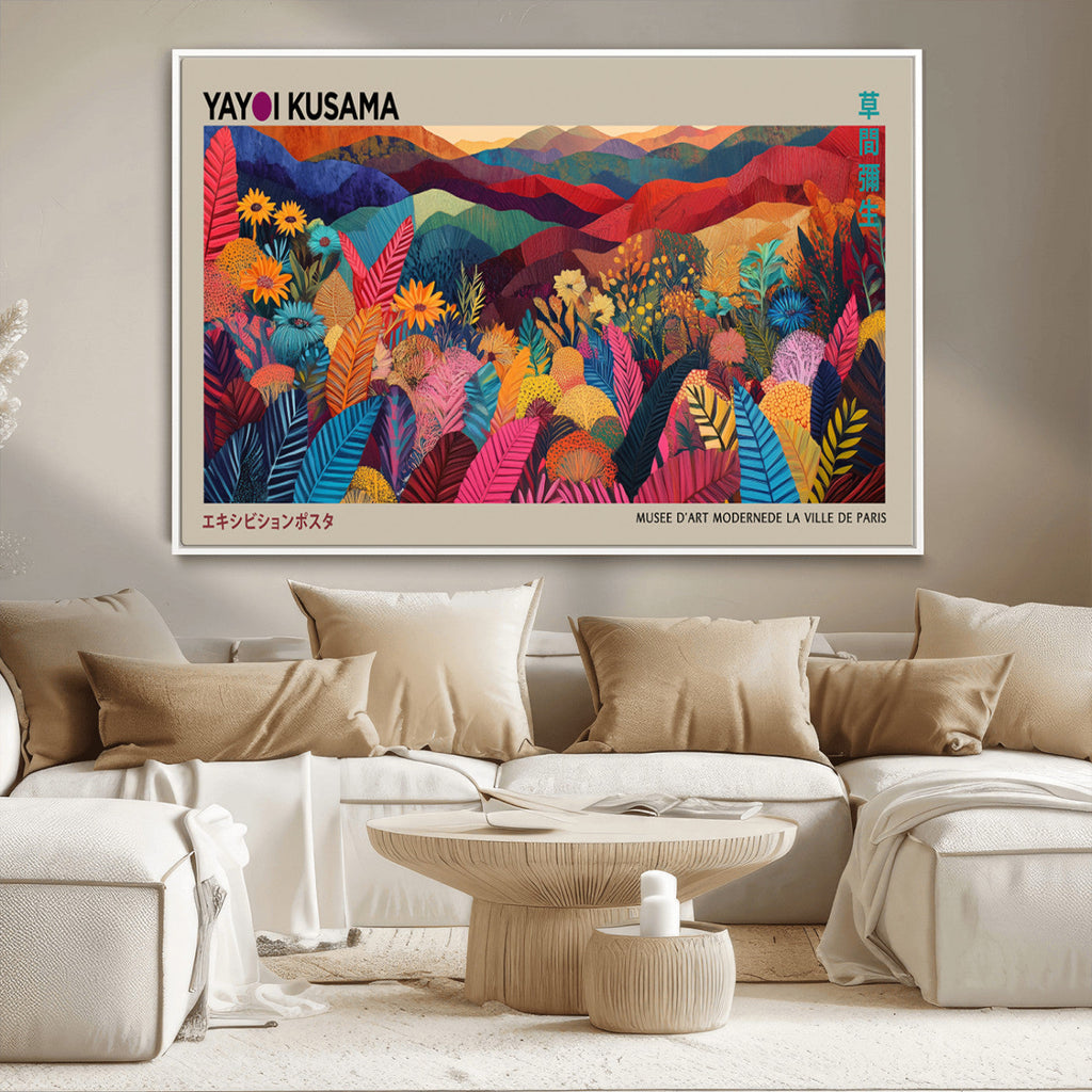 Yayoi Kusama Wall Art Canvas Print, Abstract Art, Large Framed Print, Japanese Wabi Sabi Wall Art
