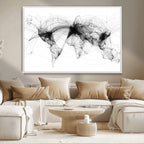 Abstract World Map Wall Art | Framed Geometric Line Canvas