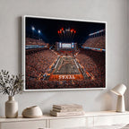 Texas Stadium Night Game Wall Art Canvas Print, Vibrant Football Fireworks Scene