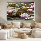 Lotus Flower Wall Art Canvas Print, Water Lily Large Wall Art for Yoga Room Decor