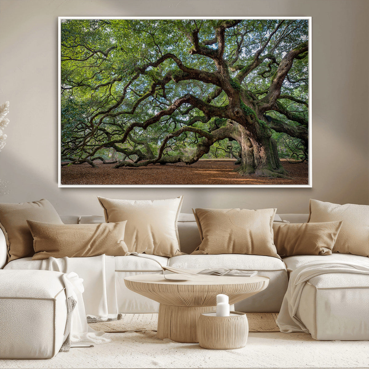 Historic Tree Wall Art | Framed Mossy Branch Canvas Artwork