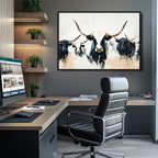 Texas Longhorn Wall Art Canvas Print | Majestic Horned Bull in Black and White