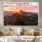 Mountain Sunrise Wall Art | Framed Alpine Ridge Canvas