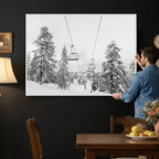 Ski Lift Wall Art | Framed Snowy Mountain Canvas Artwork