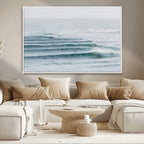 Ocean Waves Wall Art Canvas Print, Framed Surfer Lineup on a Crowded Ocean