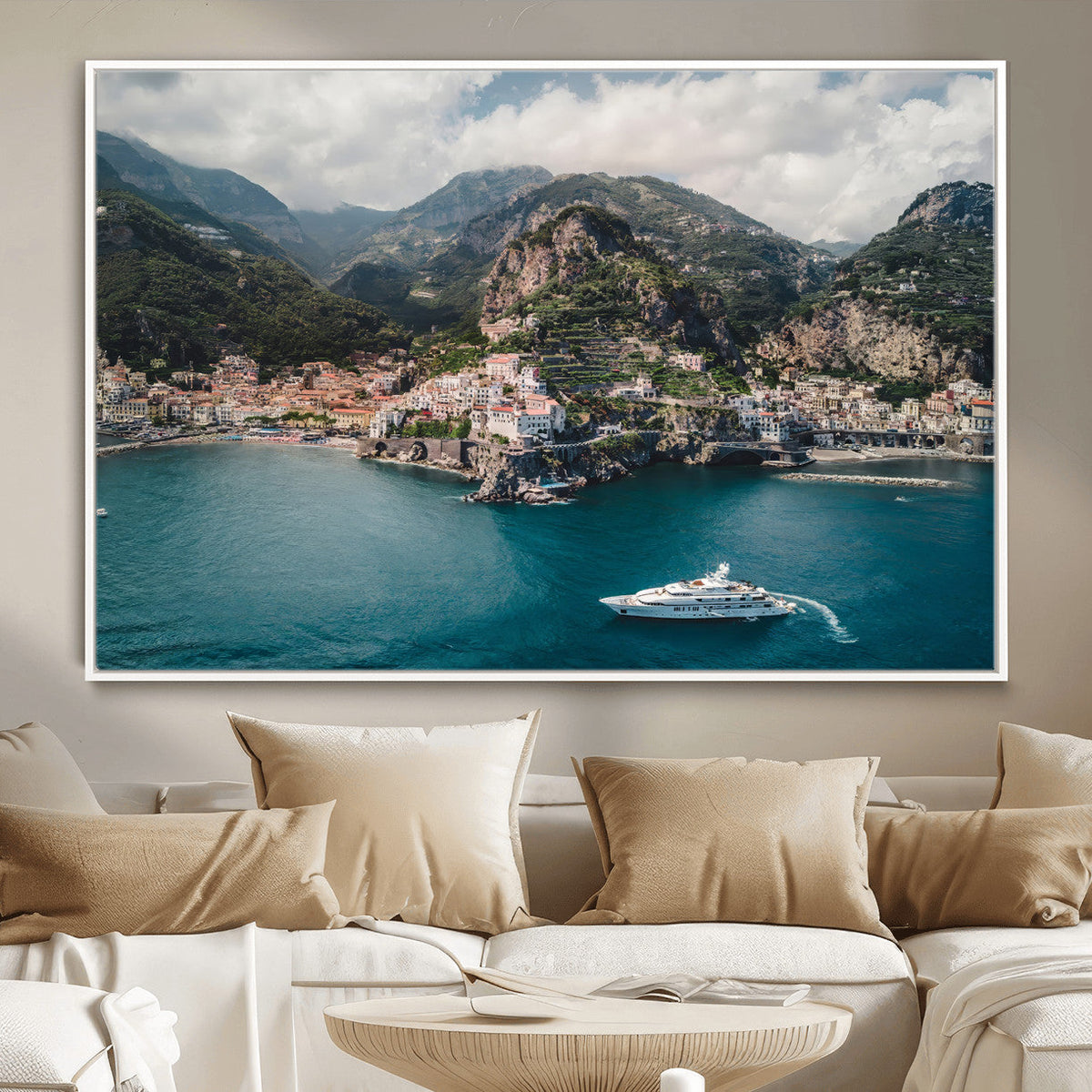 Amalfi Coast Wall Art | Framed Italian Seaside Canvas