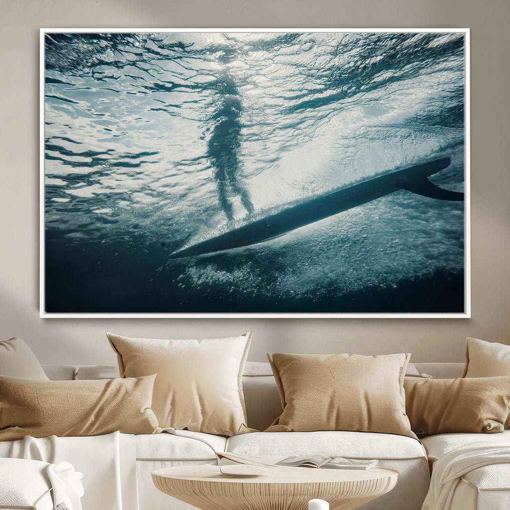 Underwater Surf Wall Art | Framed Ocean Wave Canvas Artwork