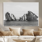 Coastal Wall Art | Framed Black White Ocean Canvas Artwork