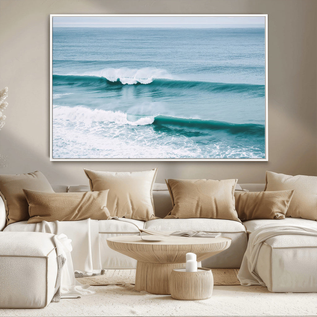 Ocean Swell Wall Art Canvas Print, Framed Surf Waves and Blue Water Scene