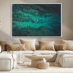 Ocean Surf Wall Art Canvas Print, Framed Vibrant Blue Waters Seascape Artwork