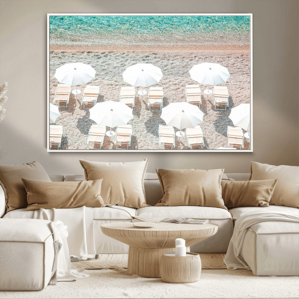 Calm Beach Wall Art | Framed Turquoise Water Canvas Artwork