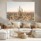 Desert Cactus Wall Art Canvas Print, Framed Baja Desert Art, Pastel Southwestern Decor