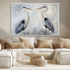 Heron Wall Art Canvas Print, Framed Bird Canvas Decor, Nature Inspired Coastal Art