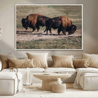 Bison Wall Art Canvas Print, Framed Western Wildlife Modern Ranch