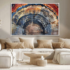 Tree Rings Wall Art Canvas Print, Framed Petrified Wood Modern Rustic