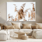 Pampas Grass Wall Art Canvas Print, Framed Neutral Tones Minimalist Boho