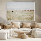 Bison Herd Wall Art Canvas Print, Framed Western Ranch Nature Scene