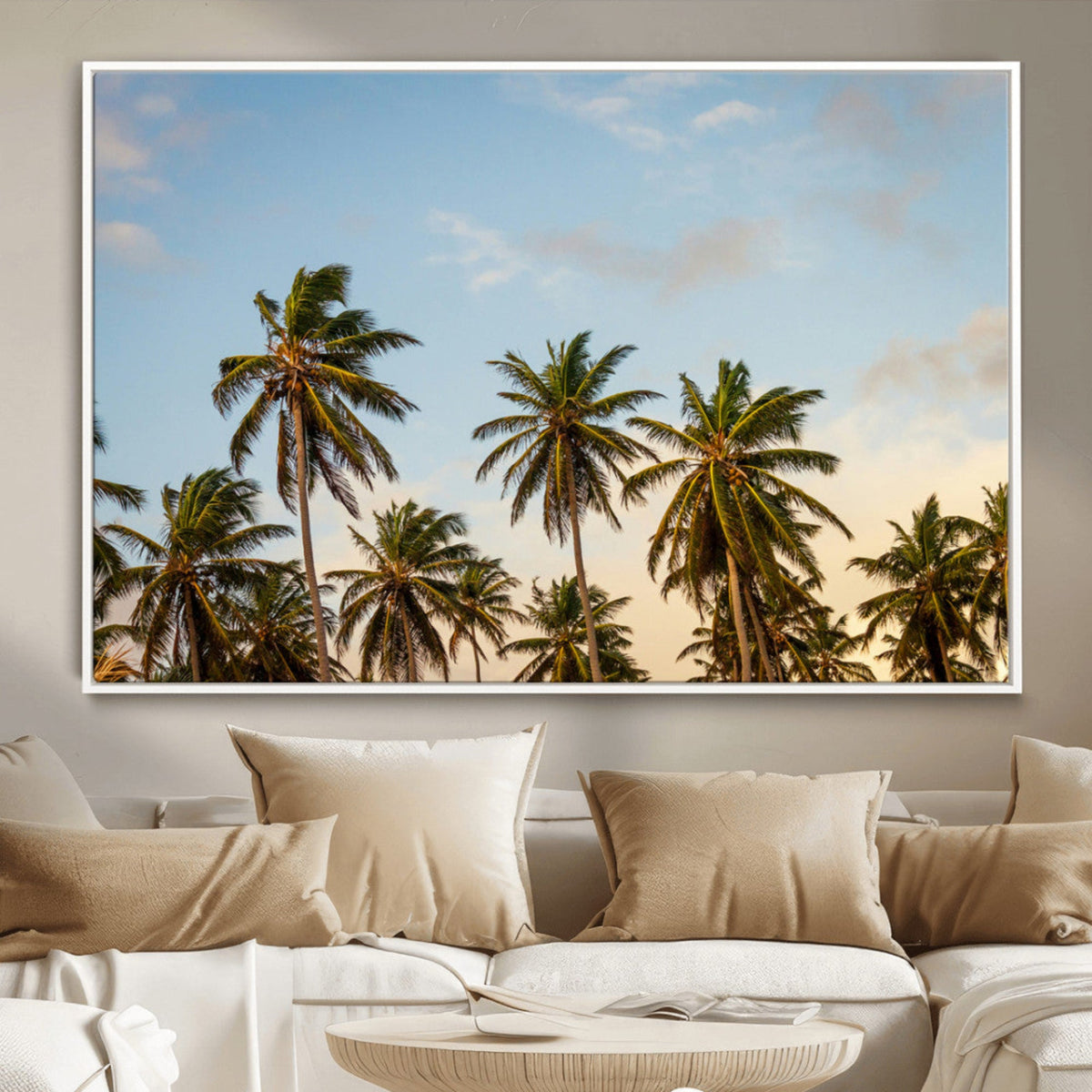 Palms Wall Art Canvas Print, Framed Tropical Coastal Nature Scene