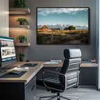 Rustic Farmhouse Wall Art Canvas Print, Teton Range Mormon Row Barn
