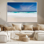 Ocean Breeze Wall Art Canvas Print, Aqua Waves and Coastal Horizon Under a Blue Sky