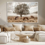Texas Longhorn Cattle Wall Art, Rustic Western Ranch Canvas