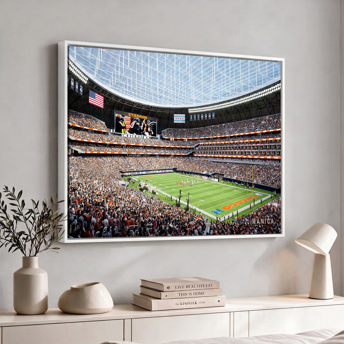 Chicago Bears Soldiers Field Wall Art Canvas Print, Framed and Ready to Hang