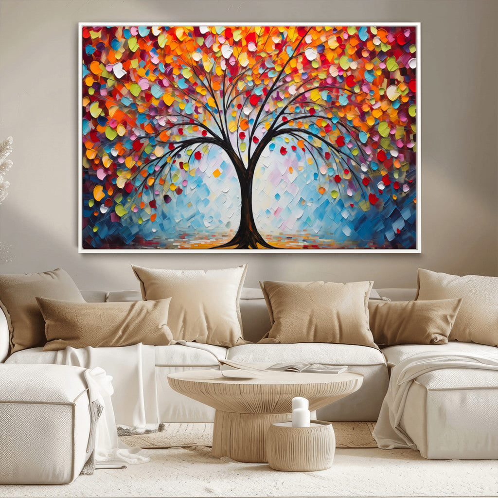 Vibrant Tree of Life Canvas Wall Art | Colorful Abstract Nature