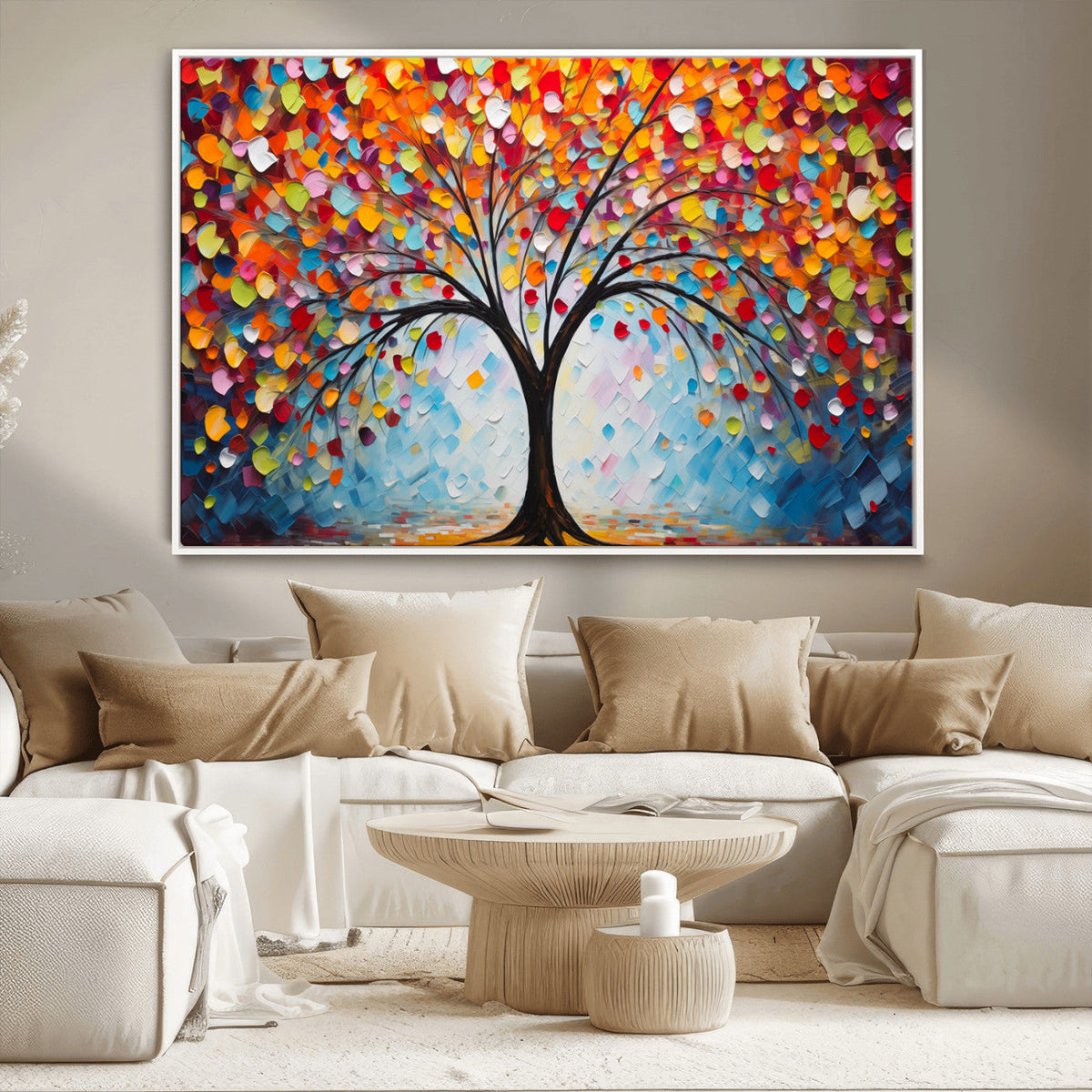 Vibrant Tree of Life Canvas Wall Art | Colorful Abstract Nature