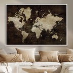 World Map Wall Art Canvas Print | Framed Travel Map Wall Art