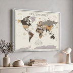 Personalized Travel Tracker Map with Pins, Framed World Map for Home and Office