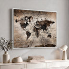 Personalized Push Pin World Map Wall Art Canvas Print, Customizable Framed Travel Map - NEWMAP-085