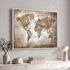 Vibrant Watercolor World Map Canvas Wall Art | Framed Travel Map