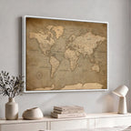 Dark World Map Canvas Print | Framed Travel Map Wall Art