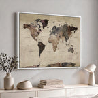 World Map Canvas Print, Detailed Map of the World, Adventure Gift for Couples and Anniversaries