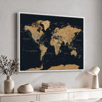 Vintage World Map Earth Globe Countries Oceans Continents