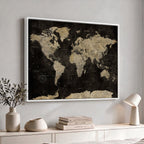Push Pin World Map Canvas Wall Art Print, Interactive Travel Map