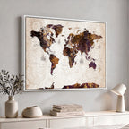 Blue Watercolor World Map Canvas Print | Framed Modern Wall Art