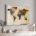 World Map Canvas Art Print | Framed Travel Map Wall Art