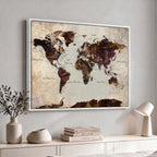 World Map Canvas Triptych | Colorful Global Wall Art for Living Rooms