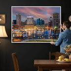 Baltimore Skyline Wall Art Canvas Print, Baltimore Downtown Night Cityscape