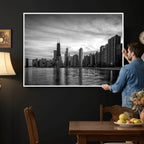 Chicago Wall Art Canvas Print, Chicago City Downtown Night Cityscape