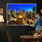 Chicago Wall Art Canvas Print - Chicago City Downtown Night Cityscape
