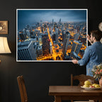 Chicago Wall Art Canvas Print - Chicago City Downtown Night Cityscape