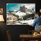 Snowy Mountain Wall Art Canvas Print, Alpine Pine Forest