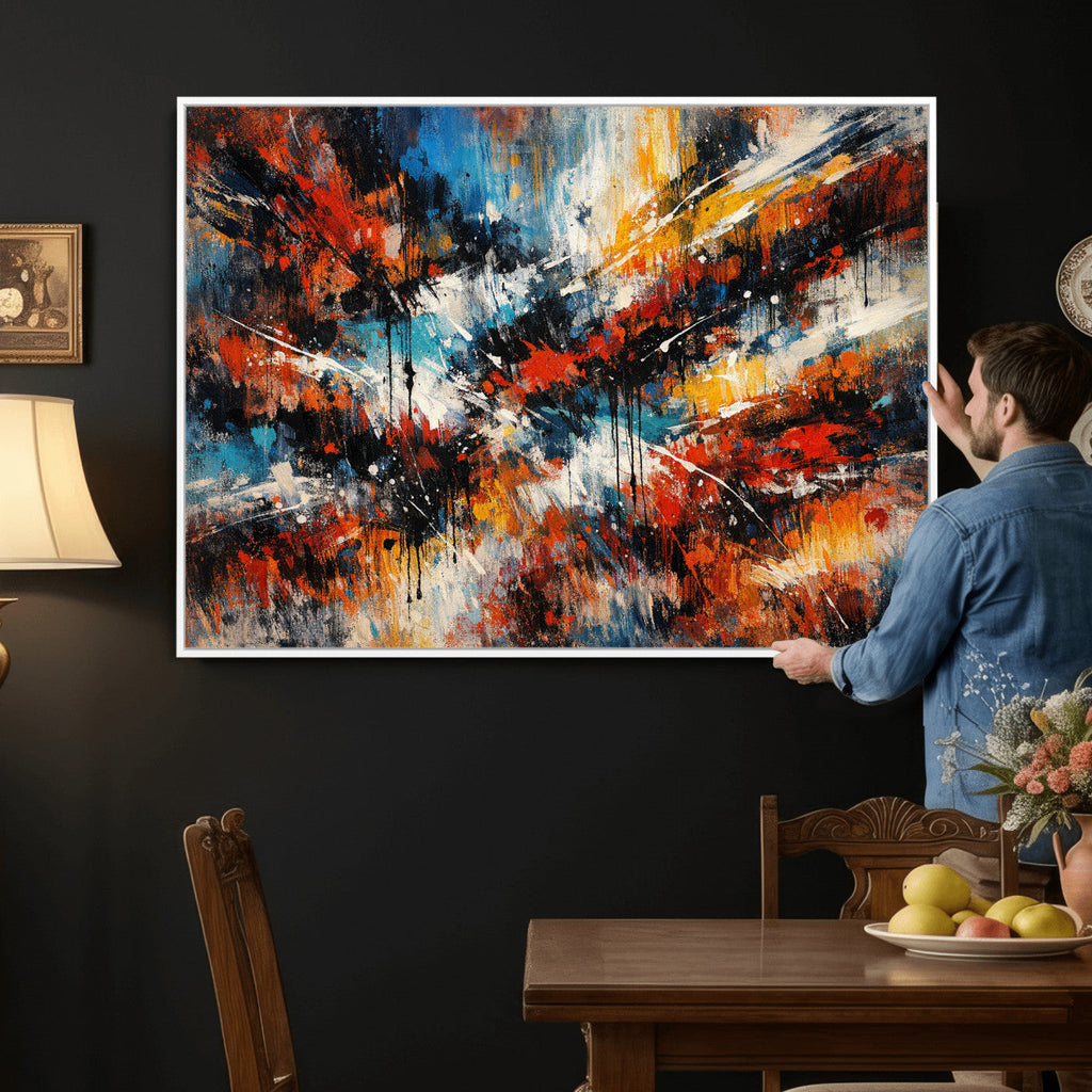 Lyrical Abstract Wall Art Canvas Print, Orange Blue Abstract